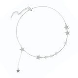 925 Silver Star Choker Chain Necklace for Women