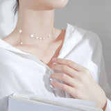 925 Silver Star Choker Chain Necklace for Women