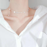 925 Silver Star Choker Chain Necklace for Women