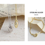 18K Smooth Elliptical Pendant Necklace Real 925 Sterling Silver