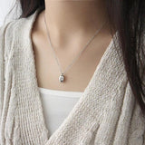 18K Smooth Elliptical Pendant Necklace Real 925 Sterling Silver