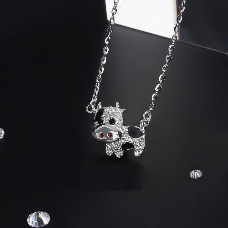 925 Sterling Silver Cattle Pendant Necklace Women Jewelry
