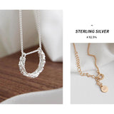 Silver Concave-convex Half Circle Pendant Necklace 925 Sterling Silver