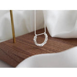 Silver Concave-convex Half Circle Pendant Necklace 925 Sterling Silver