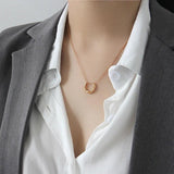 Silver Concave-convex Half Circle Pendant Necklace 925 Sterling Silver