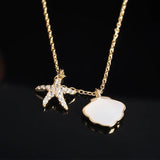 925 Silver Starfish Shell Necklace Soft Pottery