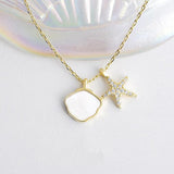 925 Silver Starfish Shell Necklace Soft Pottery