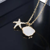 925 Silver Starfish Shell Necklace Soft Pottery