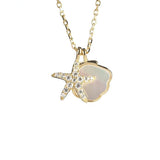 925 Silver Starfish Shell Necklace Soft Pottery