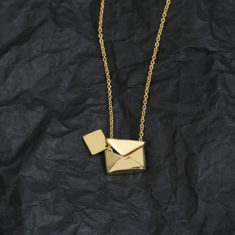 925 Sterling Silver Envelope Cross Necklace European American Jewelry