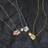 925 Sterling Silver Envelope Cross Necklace European American Jewelry