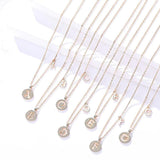 Hiyong Initial Letter Necklace 925 Silver Pendant Round Zircon Mother's Gift