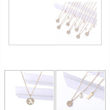 Hiyong Initial Letter Necklace 925 Silver Pendant Round Zircon Mother's Gift