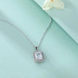 Chamfered Rectangular Zircon Pendant Necklace S925 Sterling Silver