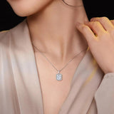 Chamfered Rectangular Zircon Pendant Necklace S925 Sterling Silver