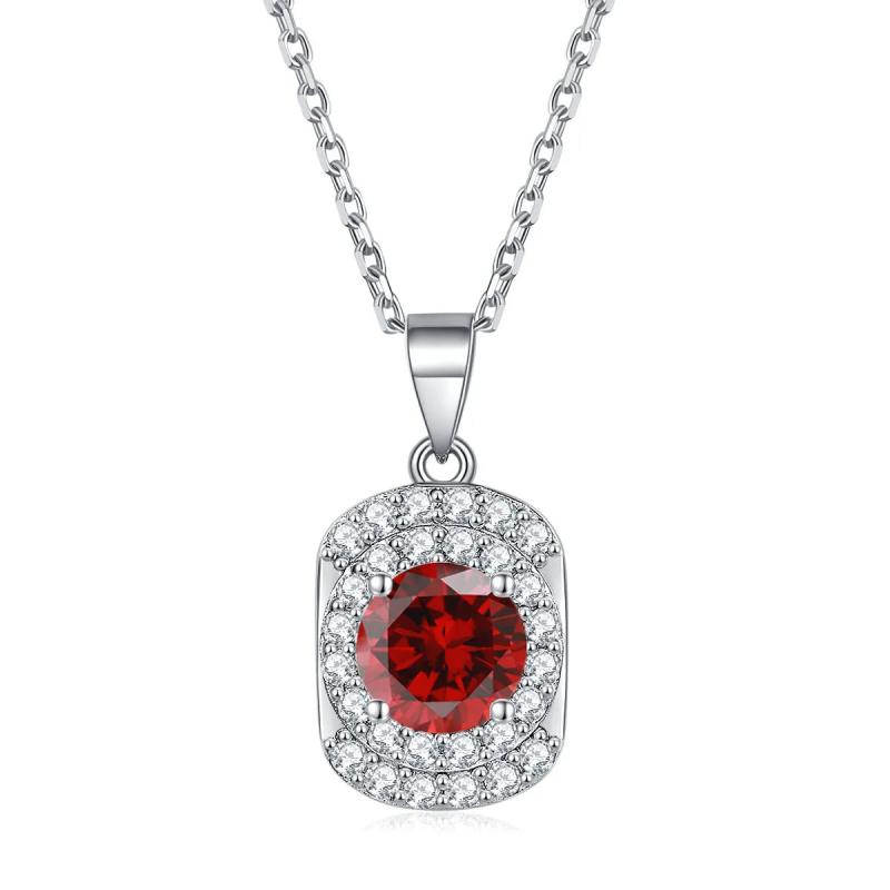 S925 Silver Necklace Colorful Treasure Pendant Zircon December Birthstone