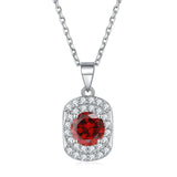 S925 Silver Necklace Colorful Treasure Pendant Zircon December Birthstone