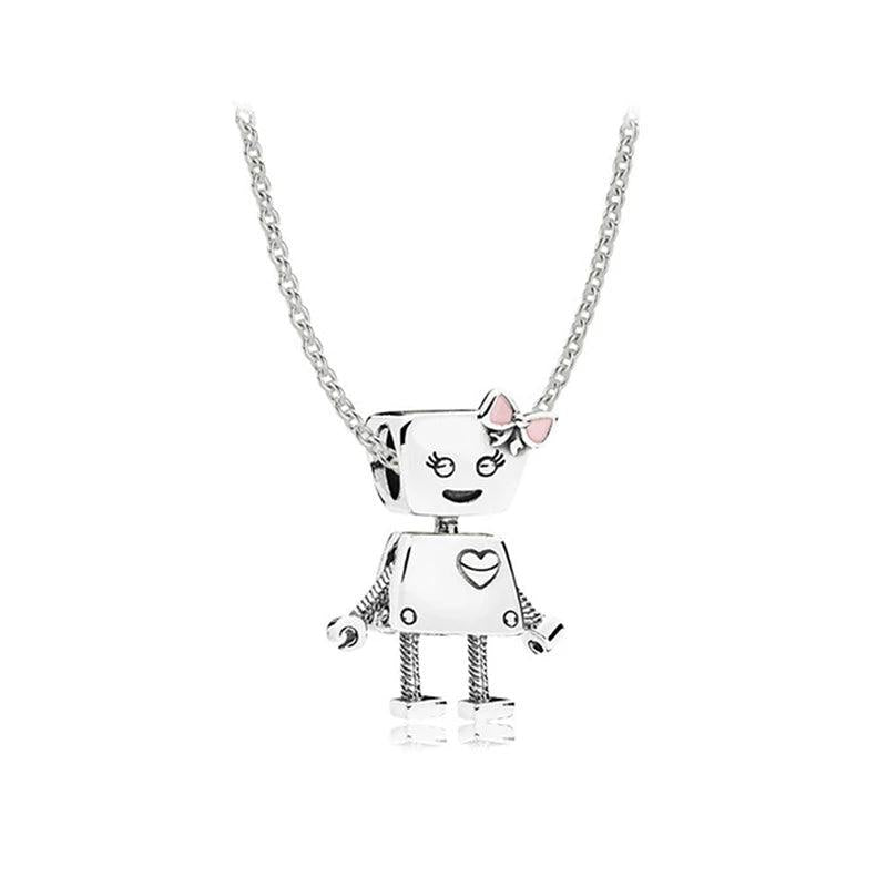 XIAOYI S925 Rainbow Bow Bicycle Crown Zircon Pendant Necklace