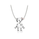 XIAOYI S925 Rainbow Bow Bicycle Crown Zircon Pendant Necklace
