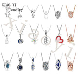 XIAOYI S925 Rainbow Bow Bicycle Crown Zircon Pendant Necklace