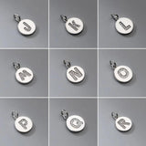 925 Silver Round 26 Letter CZ Pendant for Women Wedding