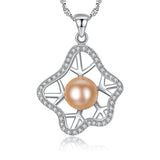925 Silver Pearl Pendant Necklace Zircon Clavicle Chain