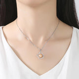 925 Silver Pearl Pendant Necklace Zircon Clavicle Chain