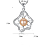 925 Silver Pearl Pendant Necklace Zircon Clavicle Chain