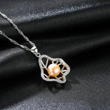 925 Silver Pearl Pendant Necklace Zircon Clavicle Chain