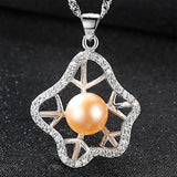 925 Silver Pearl Pendant Necklace Zircon Clavicle Chain