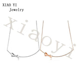 XIAOYI S925 11 Girl Heart Rose Gold Bow Necklace Party