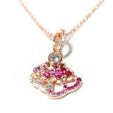 XIAOYI S925 Rose Pink Daisy Dream Heart Pendant Wedding DIY Necklace