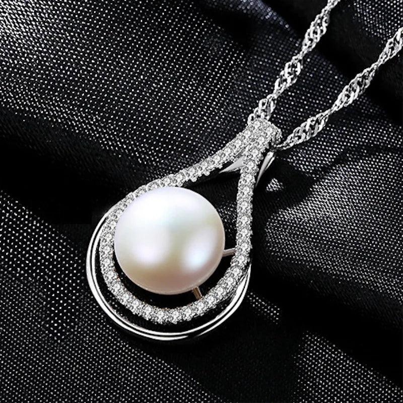 Sterling Silver Pearl Pendant Necklace for Women Party Fine Jewelry