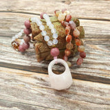 Agate Rhodonite Rose Quartz Pendant Bohemia Necklace