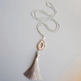 Labradorite Moonstone Agate Tassel Necklace