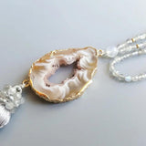 Labradorite Moonstone Agate Tassel Necklace