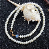 Aurora Labradorite Freshwater Pearl Choker Necklace 925 Sterling Silver