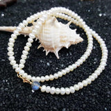Aurora Labradorite Freshwater Pearl Choker Necklace 925 Sterling Silver