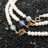 Aurora Labradorite Freshwater Pearl Choker Necklace 925 Sterling Silver
