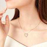 925 Silver Bow Heart Pendant Cross Chain Zircon Necklace