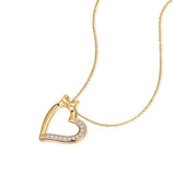 925 Silver Bow Heart Pendant Cross Chain Zircon Necklace