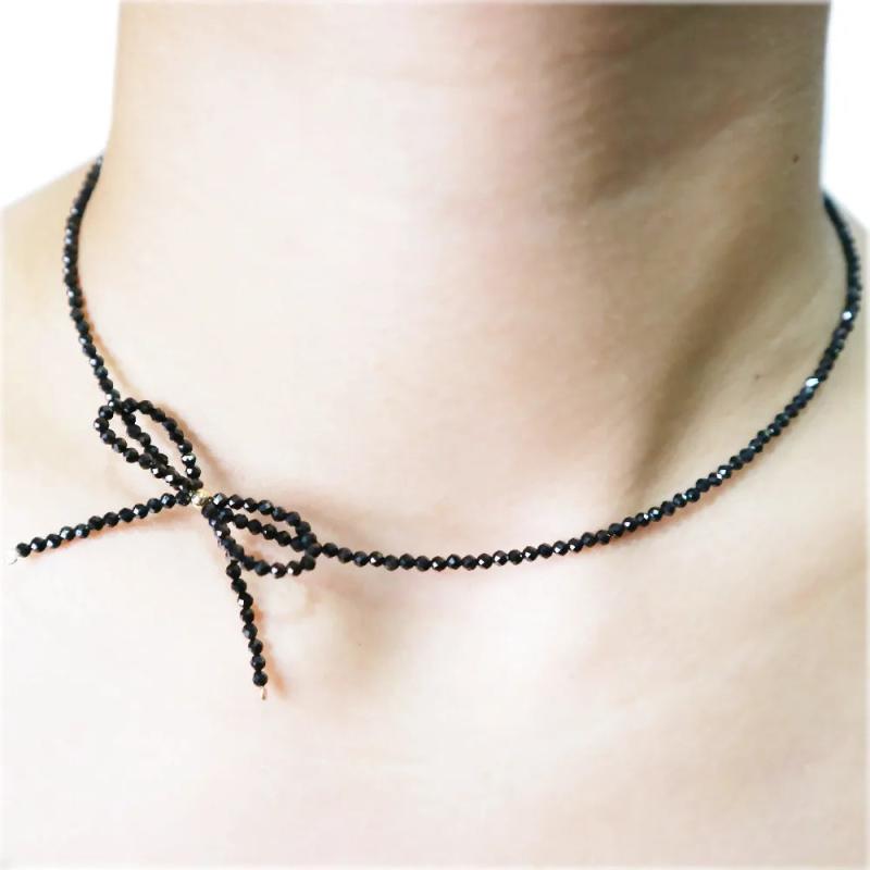Spinel Bowknot Necklace 925 Silver 18K Plated Choker