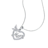 925 Silver Bowknot Mom Heart Zircon Pendant Necklace