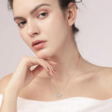 925 Silver Bowknot Mom Heart Zircon Pendant Necklace