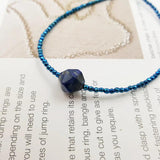 Tiger's Eye & Blue Hematite 925 Silver Clasp Choker Necklace