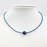 Tiger's Eye & Blue Hematite 925 Silver Clasp Choker Necklace
