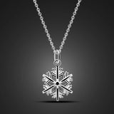 925 Sterling Silver Snowflake Pendant Necklace Delicate Choker Charm
