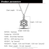 925 Sterling Silver Snowflake Pendant Necklace Delicate Choker Charm
