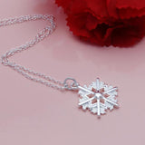 925 Sterling Silver Snowflake Pendant Necklace Delicate Choker Charm