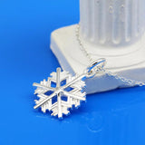 925 Sterling Silver Snowflake Pendant Necklace Delicate Choker Charm